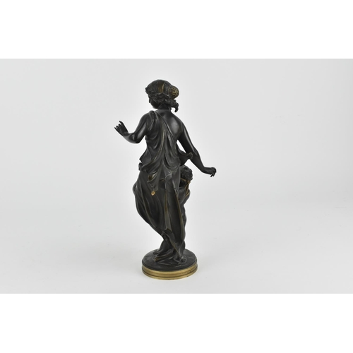 222 - After Etienne-Henri Dumaige (1830-1888) French
bronze figural sculpture of a ménade (bachante) and p... 