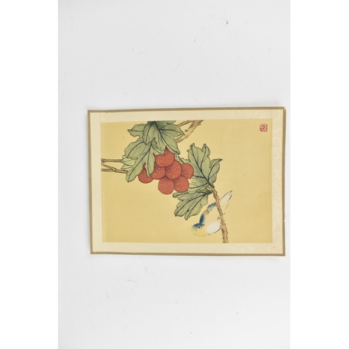 104A - A pair of Japanese 20th century watercolours on silk, one of a woman sat on a rock in a landscape, a... 