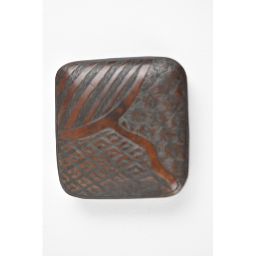 128 - Japanese Meiji period,Chinese and later collectables to include a wood netsuke of square shape, carv... 