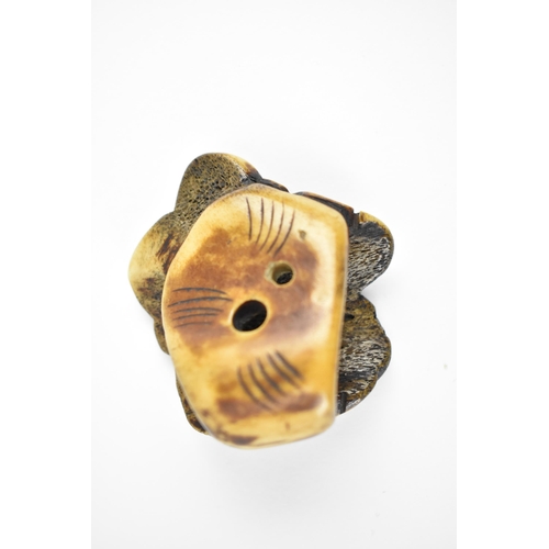 128 - Japanese Meiji period,Chinese and later collectables to include a wood netsuke of square shape, carv... 