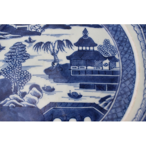 134 - A Chinese late Qing dynasty blue and white hot water plate, late 19th century of octagonal shape, de... 