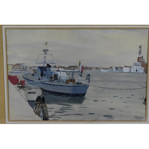 194 - Valerie Sozonov (1899-1960) - watercolour entitled Venice (War Ship), signed V. Sozonov to the lower... 