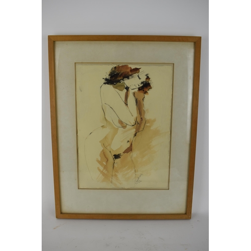 195 - Kathy McNally - a mixed media nude portrait of a female, signed K McNally and dated '84, 38cm x 28cm... 