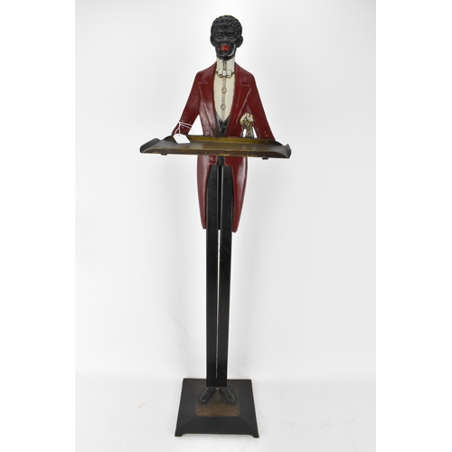 198 - An French early 20th century floor standing painted metal hallstand / dumbwaiter in the form of a bu... 