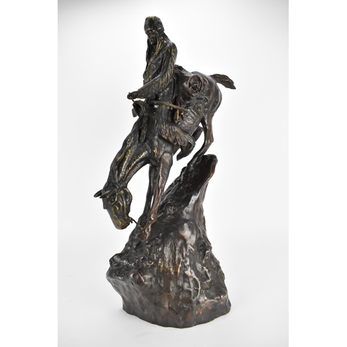 211 - After Frederic Remington (1861-1909) 'The Mountain Man', cast bronze sculpture, 66cm h