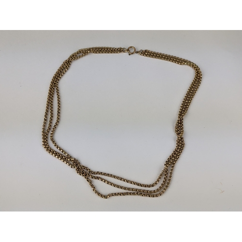 219 - A 9ct gold three-strand belcher link necklace, 22.2g