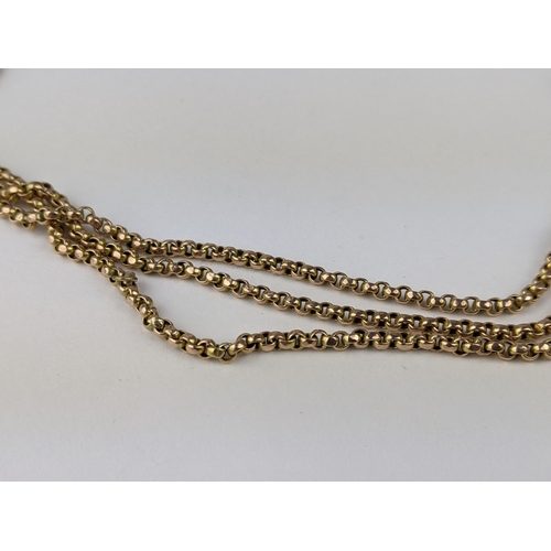 219 - A 9ct gold three-strand belcher link necklace, 22.2g