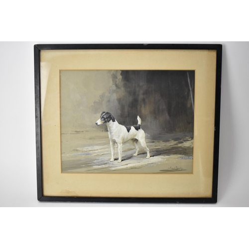 231 - Reuben Ward Binks (1880-1950) - A terrier watercolour signed lower right, 24cm x 31cm framed and gla... 