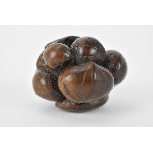 76 - A Japanese Edo period 18th/19th century wooden netsuke of a cluster of seashells