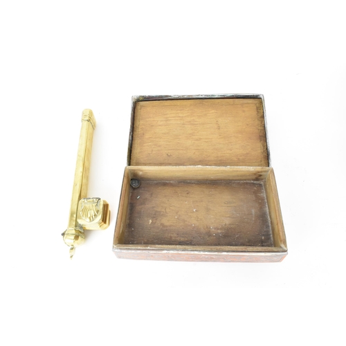 95 - Philippines and other brass betel nut boxes, a copper and white metal cigarette box, a brass fan sha... 