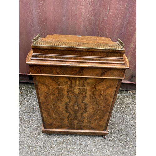 181 - A late Victorian figured walnut and marquetry Davenport, the box top with a hinged lid and gilt meta... 