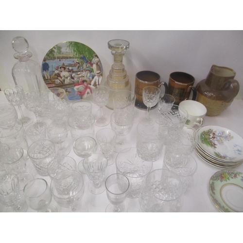 68 - Glassware and ceramics to include a Doulton Lambeth jug, tumblers, teaware together with a 1930's gl... 