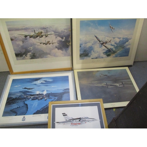 53 - Five RAF related prints to include examples signed by Mark Martin, John Larder, Johnnie Johnson, Bad... 