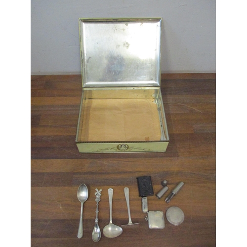 110 - A selection of silver and silver plated items to include a Queen Victoria commemorative vulcanite ve... 