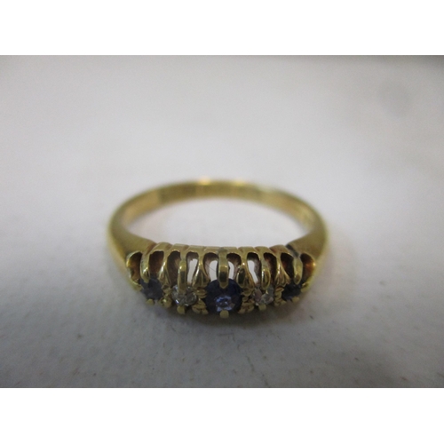 118 - An 18ct sapphire and diamond five-stone ring Sheffield 1926. Total weight 3.2g Location: Cab