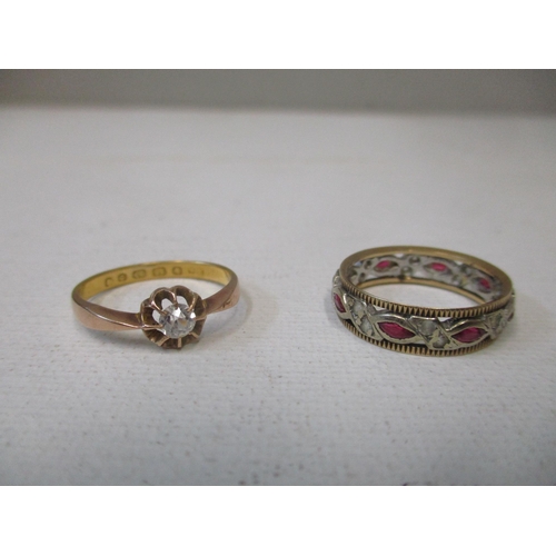 154 - A Victorian 22ct yellow gold white stone solitaire ring, total weight 2.5g, and a 9ct gold eternity ... 