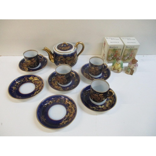 175 - A late 19th century Russian M S Kuznetsov Dulevo porcelain factory part tea set comprising teapot an... 