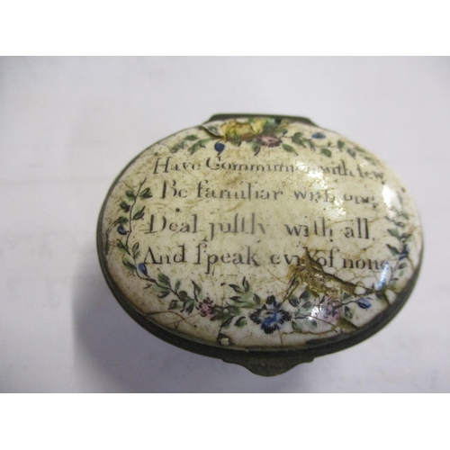 187 - Two 18th Century trinket boxes A/F to include an enamelled example together with a German painted ch... 