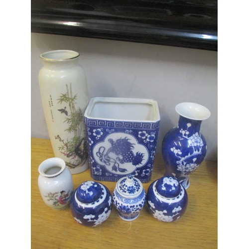 25 - Twentieth century Oriental ceramics to include Chinese blue and white Prunus blossom ginger jars and... 