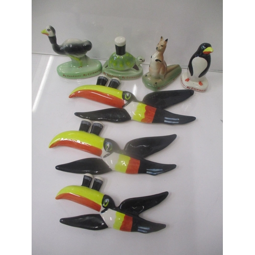 29 - Carltonware Guinness advertising ceramics comprising three graduated toucans, a kangaroo, a tortoise... 
