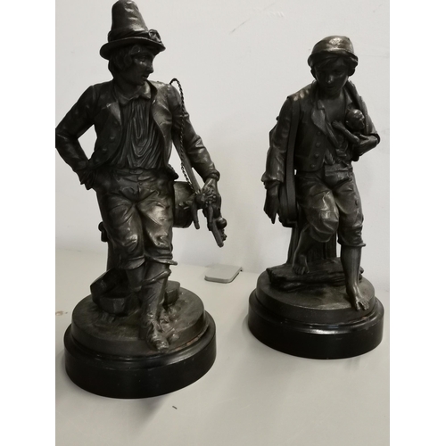 84 - A pair of late 19th/early 20th century French spelter figures of street performers, 35cm high
Locati... 