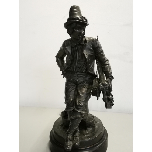 84 - A pair of late 19th/early 20th century French spelter figures of street performers, 35cm high
Locati... 
