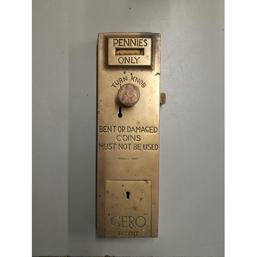 85 - A vintage 'Cero' brass 'penny' toilet door lock
Location: 9.6