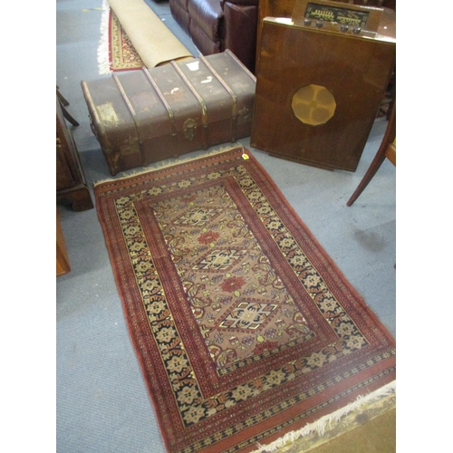 320 - A Murphy A272 walnut cased vintage radio manufactured circa 1957, a small rug, and a canvas and wood... 