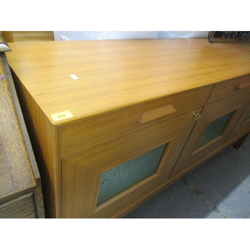 208 - A vintage Ornen Mobelfabrikken teak sideboard having three drawers above the cupboard doors with ins... 