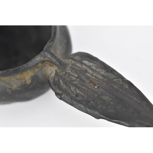 68 - An antique patinated bronze oil burner lamp
Condition: small crack to handle
Location: 10.3