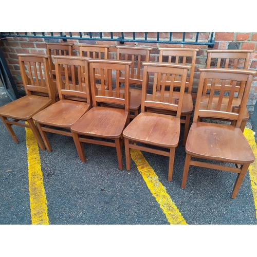 89 - Ten vintage oak school chairs A/F made by Glennisters, High Wycombe, 
Location: LAF