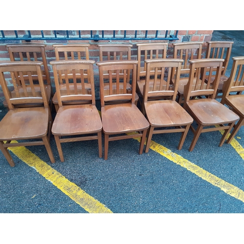 90 - Twelve vintage oak school chairs A/F made by Glennisters, High Wycombe 
Location: FSL