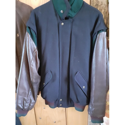 82 - Three gents jackets comprising a Ralph Lauren brown suede sports jacket with zip fastening, size Lar... 