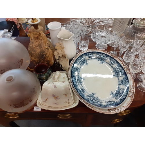 107 - Mid to late 20th century china and glass, together with two early 20th century meat platters, and an... 