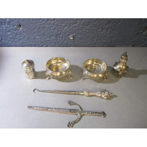 101 - A Hester Bateman George IV silver salt, on three cast feet, and a matched salt hallmarked 1773, spon... 