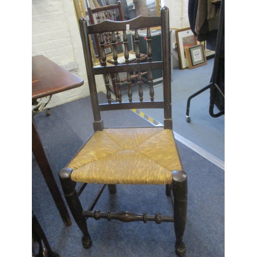 110 - A Lancashire style ladder back chair, a reproduction stool and a late Victorian Sutherland table 
Lo... 