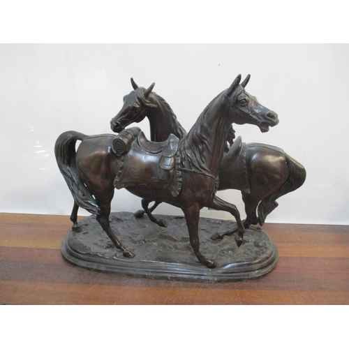 114 - A 19th century spelter ornament of two horses 28.5cm h x 35.5cm w
Location: RWB