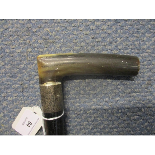 64 - Three 19th walking canes with silver mounts to include a Chinese silver handled stick with engraved ... 