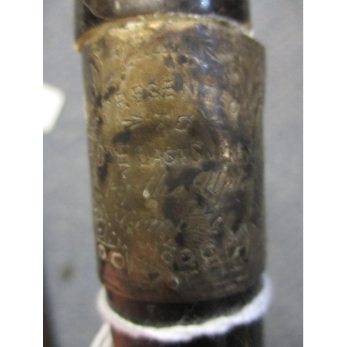 64 - Three 19th walking canes with silver mounts to include a Chinese silver handled stick with engraved ... 