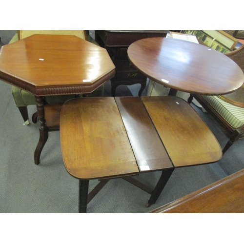 91 - A Georgian mahogany snap top occasional table together with an octagonal two tier table and a small ... 