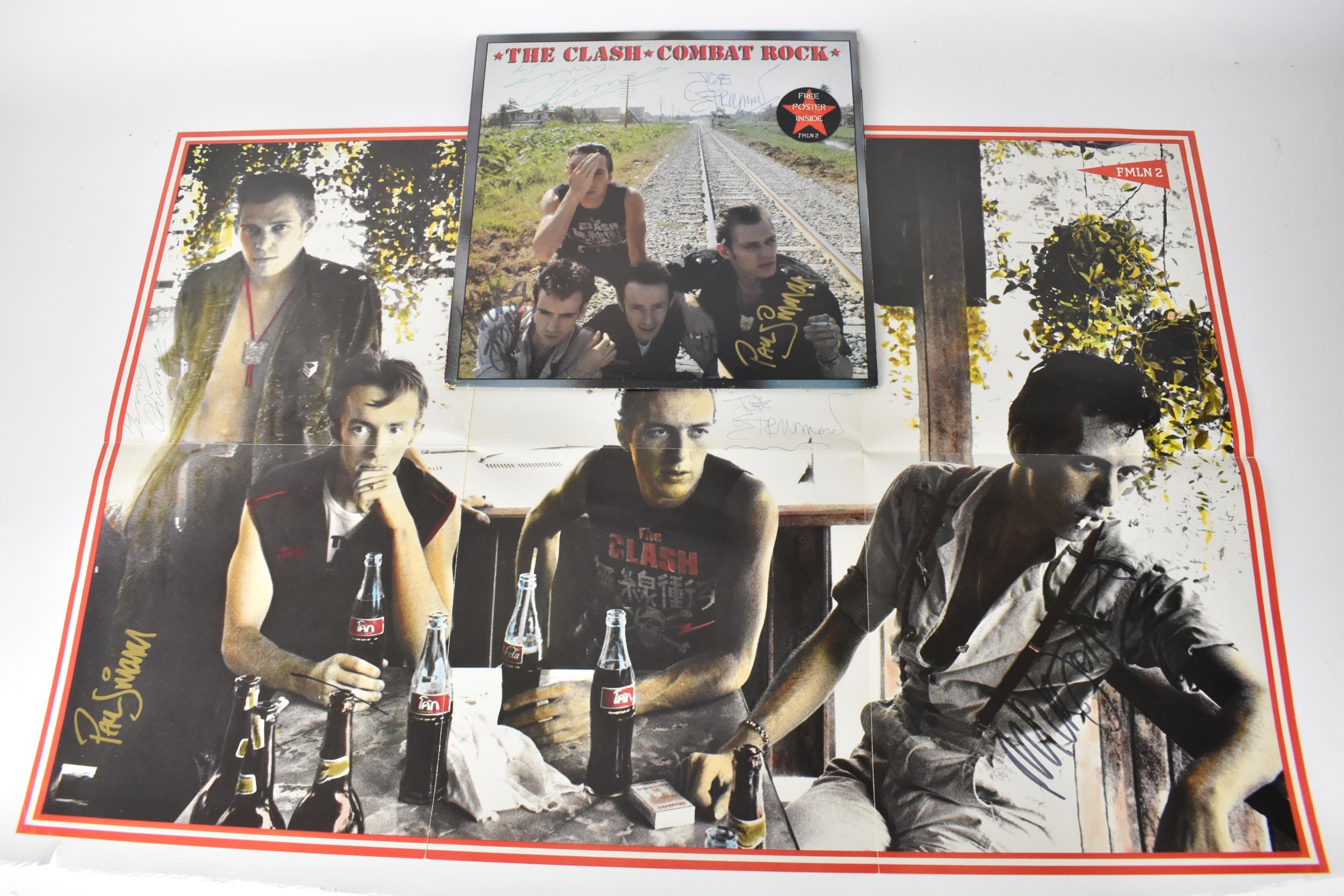 The Clash - Combat Rock, record, 1st Uk pressing, signed by Joe Strummer,  Mick Jones, Paul Simon and 【50cm×50cmポスター】The Clash Combat Rock