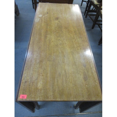 404 - A Georgian mahogany drop flap D-end dining table on square tapering legs, brass cup and castors 73cm... 