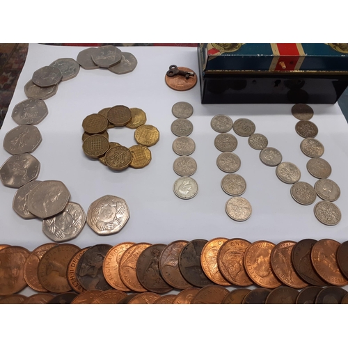 24 - A collection of British coins to include Old Pennies together with a Commemorative tin money box
Loc... 