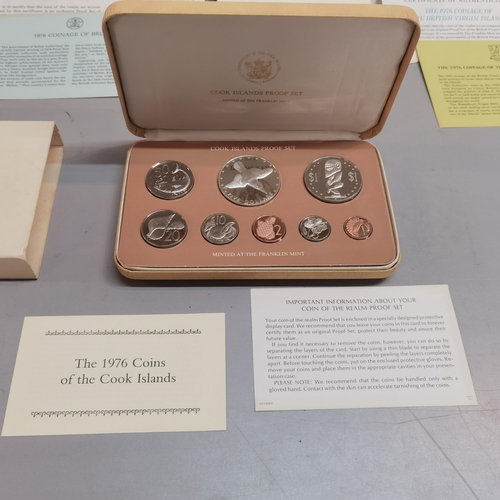 51 - A group of five cased Franklin Mint proof sets to include 1976 Cook Islands, 1976 British Virgin Isl... 