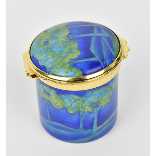 167 - A Moorcroft Enamels Ltd miniature box with hinged lid, decorated in the ‘Moonlit Blue’ pattern, in o... 