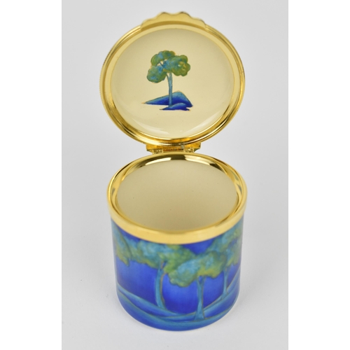 167 - A Moorcroft Enamels Ltd miniature box with hinged lid, decorated in the ‘Moonlit Blue’ pattern, in o... 