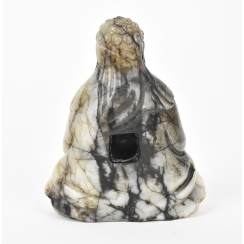 174 - A Chinese Qianlong period carved chicken bone jade figure of Budha Shakamuni in seated lotus positio... 