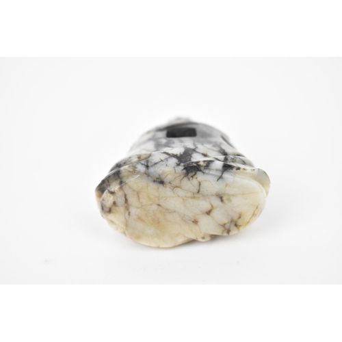 174 - A Chinese Qianlong period carved chicken bone jade figure of Budha Shakamuni in seated lotus positio... 