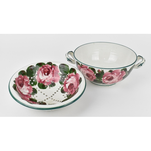 179 - A Wemyss sponge dish and drainer in the cabbage rose pattern, with impressed mark and signature to t... 