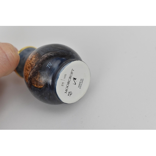 132 - A limited edition Moorcroft enamels Ltd miniature baluster vase by Terry Halloran, in the 'Tawny Owl... 